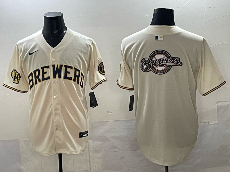 Men Milwaukee Brewers blank cream Nike MLB 2025 Jersey 032->milwaukee brewers->MLB Jersey